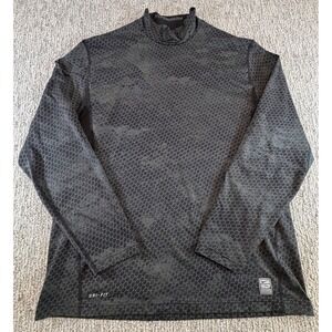 Nike Pro Combat Hyperwarm Men XL Grey Snakeskin Dri-FIT Mock Neck 479927-060